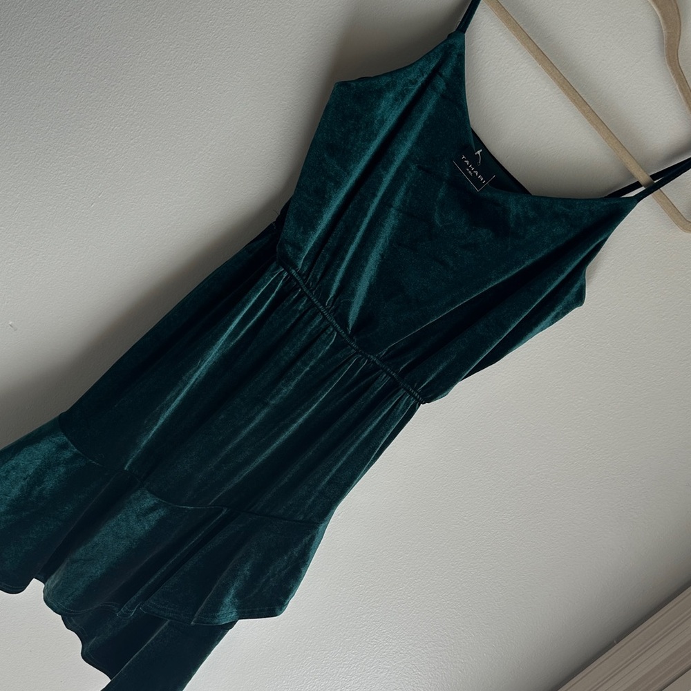 New Tahari green velvet dress small